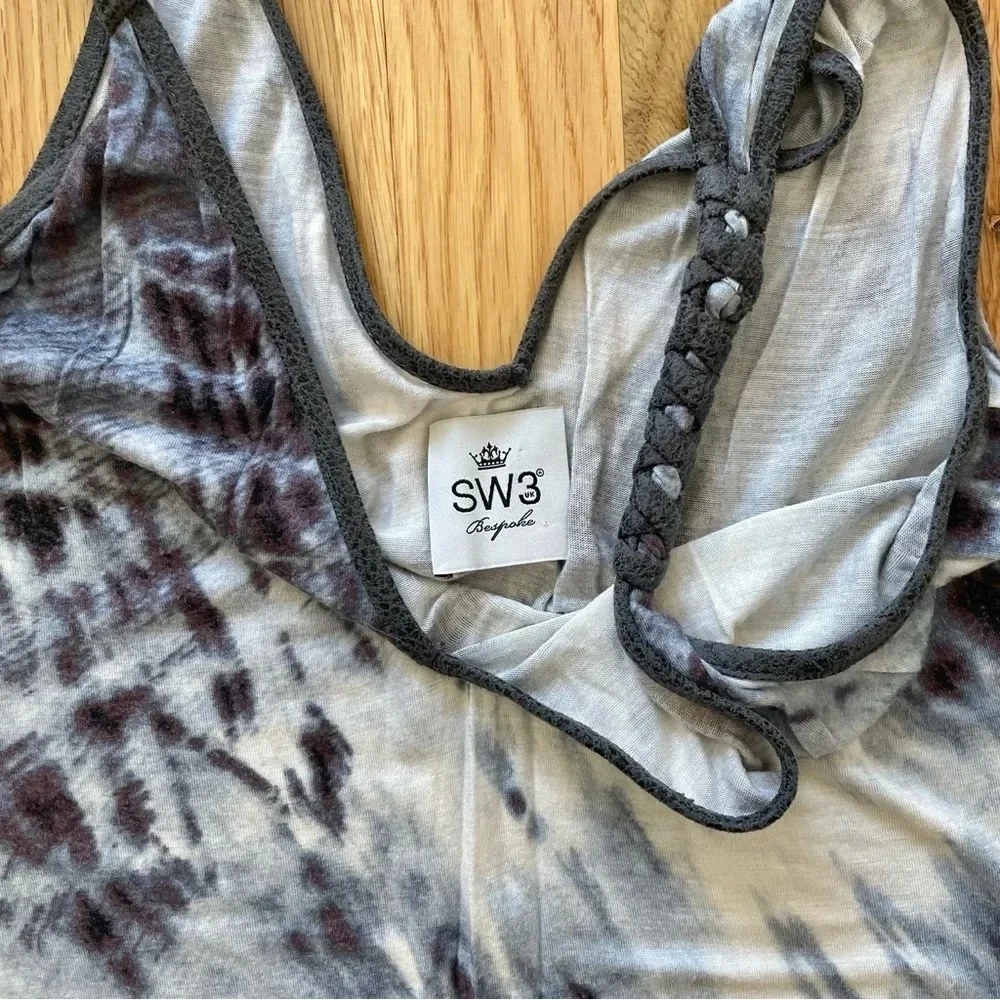 SW3 Bespoke Tie Dye Blue & White Long Midi Maxi Sun Dress Size P